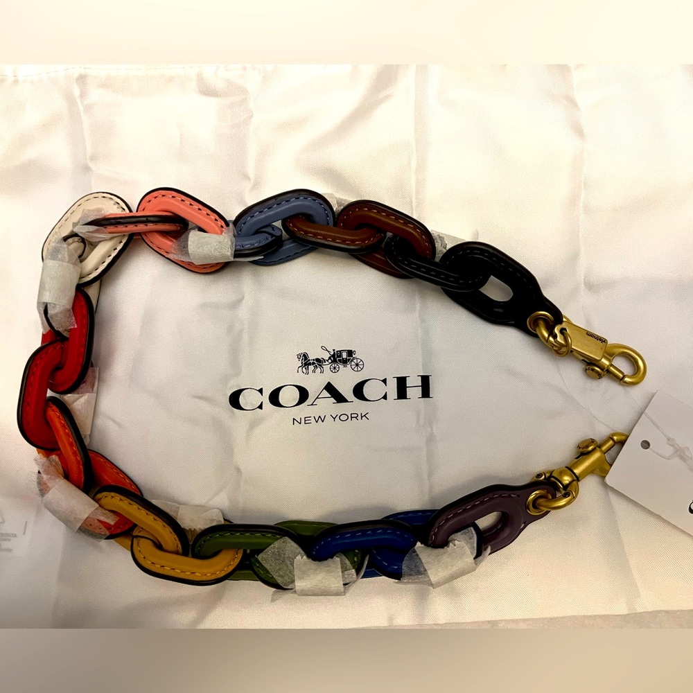 NWT COACH leather covered short chain strap